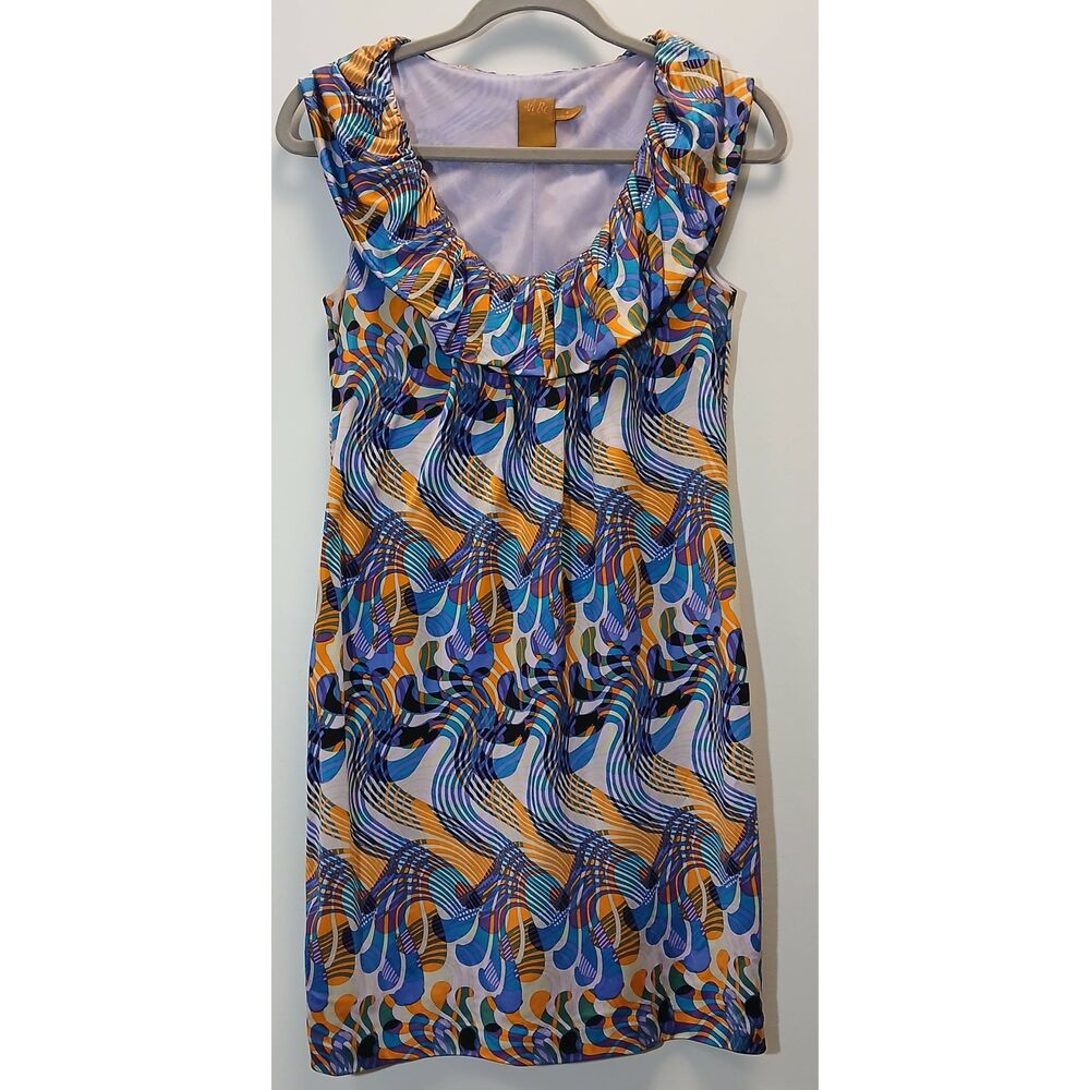 Ali ra anthropologie womens size 4 small cowl neck 100% silk purple geometric st